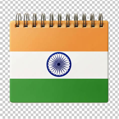 Premium PSD Indian Flag Notebook On Transparent Background