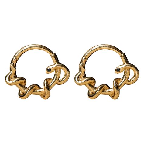 Pair Gold Septum Jewellery 14k Gold Nose Ring Daith Piercing Black