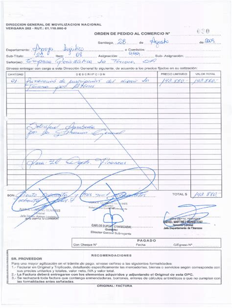 Fillable Online Direccin General De Movilizacin Nacional En Santiago