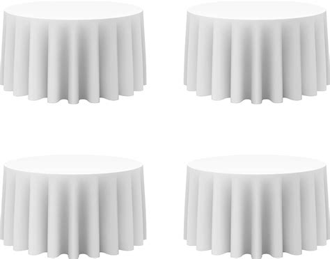 Amazon.com: BRILLMAX 4 Pack White Round Tablecloths 120 Inch - Circle Bulk Linen Polyester ...