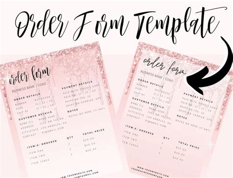 ORDER FORM Template, Editable Etsy Small Business Order Form, Printable ... 