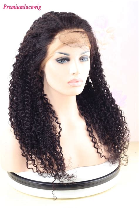 Kinky Curly Brazilian Virgin Hair Glueless Full Lace Wig 20inch 180