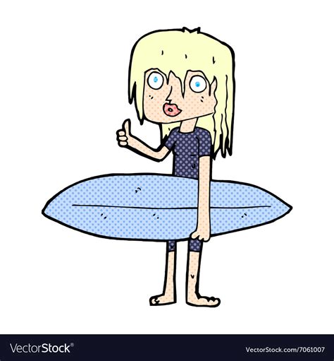 Comic Cartoon Surfer Girl Royalty Free Vector Image