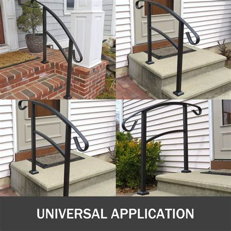 VEVOR 3 Step Transitional Handrail Fits 1 Or 3 Steps Matte Black Stair