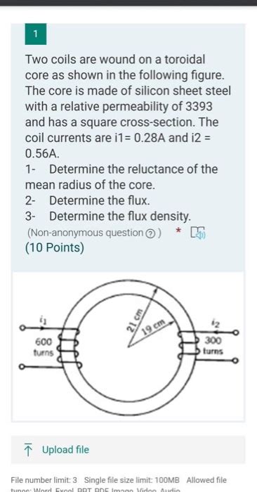 Solved 1 Two Coils Are Wound On A Toroidal Core As Shown In