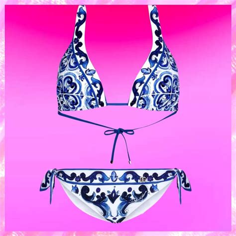 Halter Majolica Print Balconette Bikini Set In Blue
