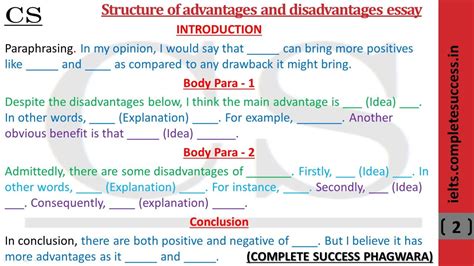 Advantages And Disadvantages Essay Complete Success IELTS