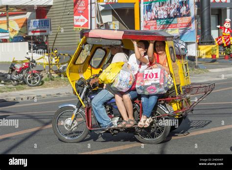 Typical Filipino Motor Taxi With Passengers In The Streets Of Naga City