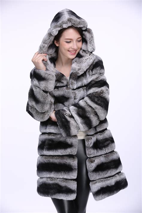 Rex Rabbit Fur Coat Chinchilla Color 1610015 Lvcomeff