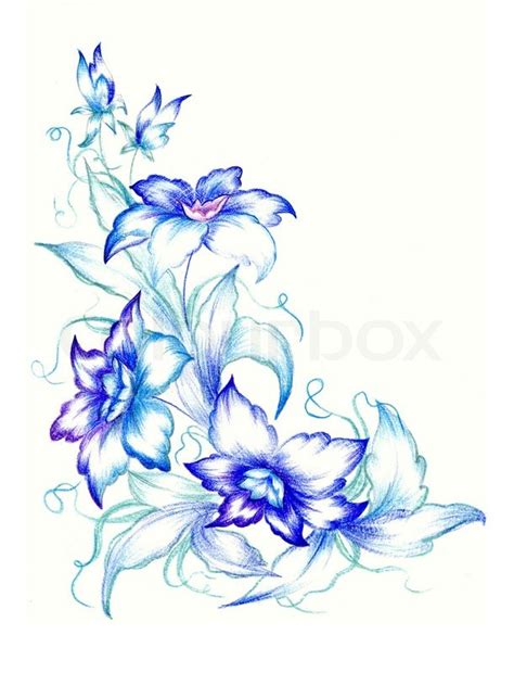 Blue Flowers With White Background