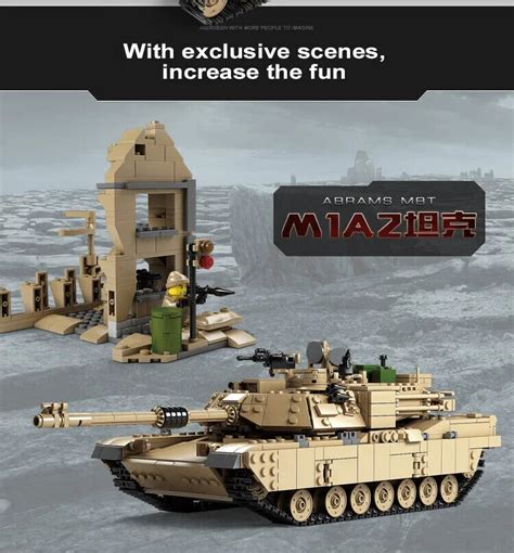 2 In 1 Abrams Panzer Hummer Kettenfahrzeug Klemmbaustein MOC Set 1463