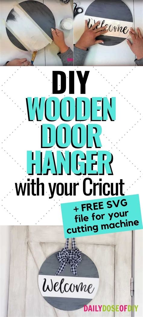 Diy Round Wooden Door Hanger With A Free Svg Cut File For Your Cricut