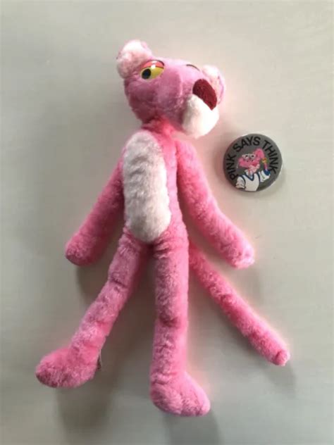 ANCIENNE PELUCHE LA panthère rose Pink Panther UNITED ARTISTS Badge