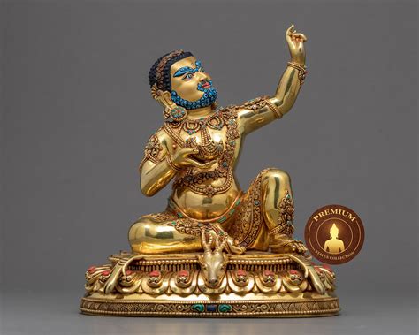 Mahasiddha Virupa Statue Traditionally Gold Gilded Tibetan Buddhist