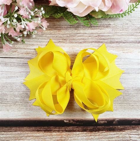 Yellow Hair Bowhair Accessorieslittle Girl Hair Bowtoddler Etsy