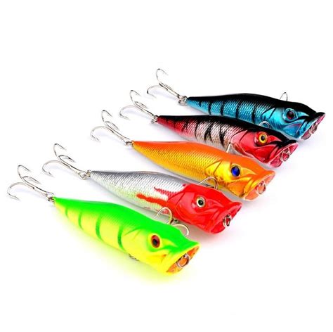 Paquete x 5 Señuelos Duros Pesca Deportiva Tipo Popper o StickBait