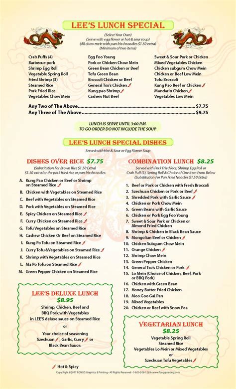 Lee's Chinese Restaurant - scroll down to view menu