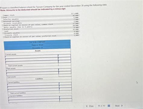 Solved Prepare A Classified Balance Sheet For Tucson Company