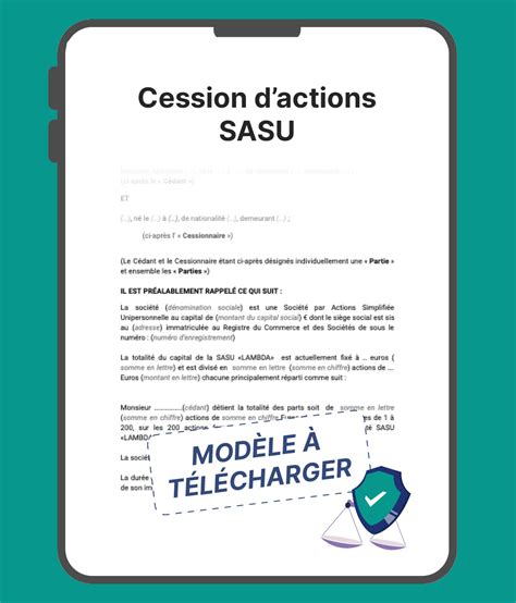 Cession d actions SASU modèle à télécharger 2023