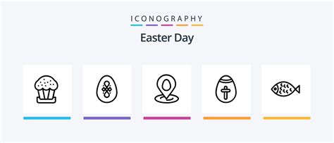 paquete de iconos de línea 5 de pascua que incluye bolsa Pascua de