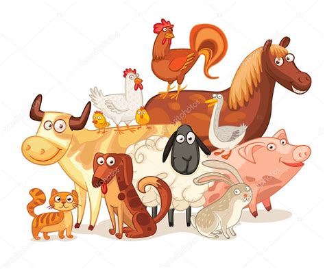 Animales de granja posando juntos vector gráfico vectorial