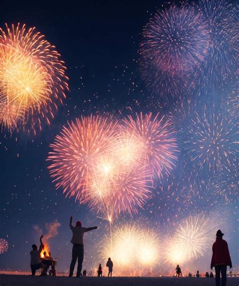 Premium Photo People Celebrate New Year With Fireworks