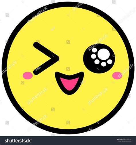 Flat Kawaii Emoji Face Cute Funny Stock Vector (Royalty Free) 1459103798 | Shutterstock