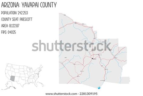 Large Detailed Map Yavapai County Arizona Stock Vector Royalty Free 2281309195 Shutterstock