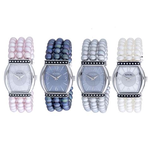 Elegant Pearl Bracelet And Watch Set By Honora