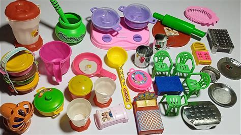 Diy Unboxing Mini Kitchen Set Toy Miniature Plastic Kitchen With Steel