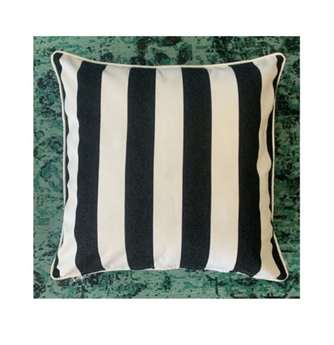 50cm X 50cm Sunbrella Outdoor Black And White Stripe Cushion Cover With