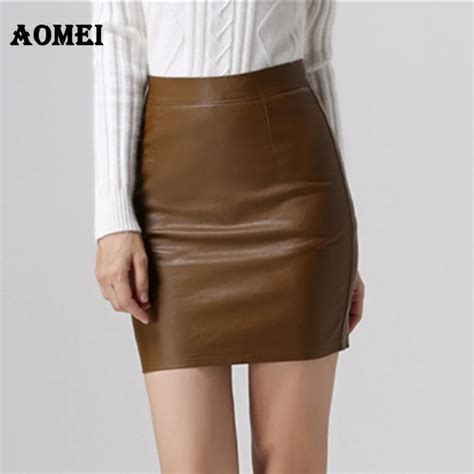 Women Pu Leather Skirt Package Hip High Waist Mini Skirts Lady Winter