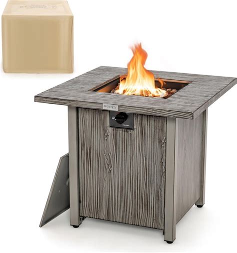 Costway 28 Patio Square Fire Pit Table 40000 Btu Propane Gas Table