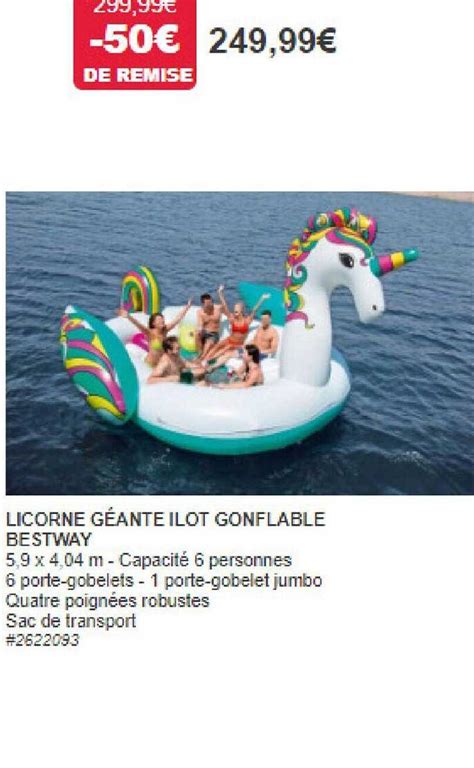 Promo Licorne Géante Ilot Gonflable Bestway chez Costco iCatalogue fr