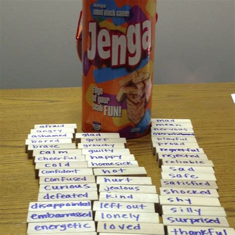 Feelings Jenga Write Feeling Words On Jenga Blocks Play Like Usual