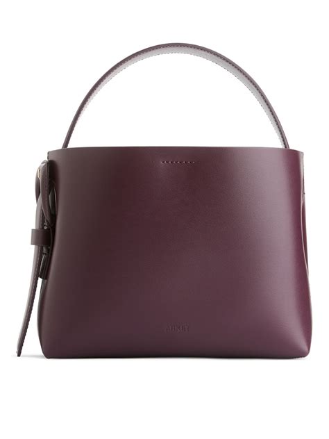 Rigid Leather Crossbody Bag Burgundy Arket Ww