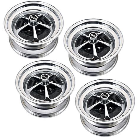 1970 Chevrolet Chevelle Malibu 15 8 Chrome Plated Ss 396 Style Wheel Set With Black Painted