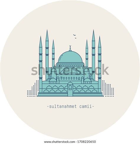 Minimalist Illustration Istanbuls Iconic Blue Mosque Stock Vector