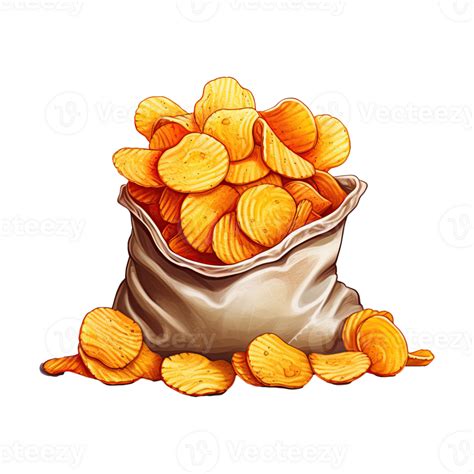 Crunchy And Delicious Fried Potato Chips Clipart Cartoon Illustration Of Tasty Fast Food Snack