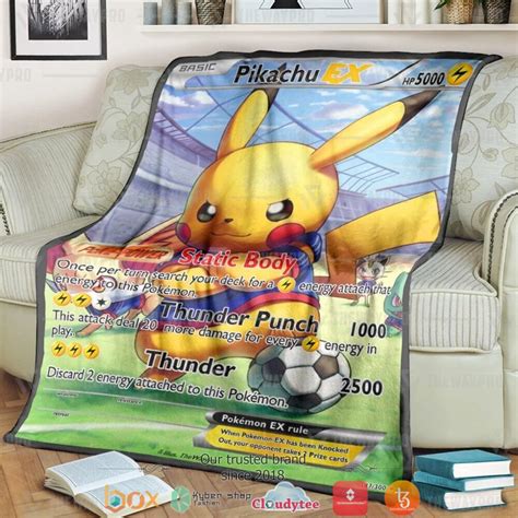 Anime Pokemon Pikachu Ex Soft Blanket Pixeltee