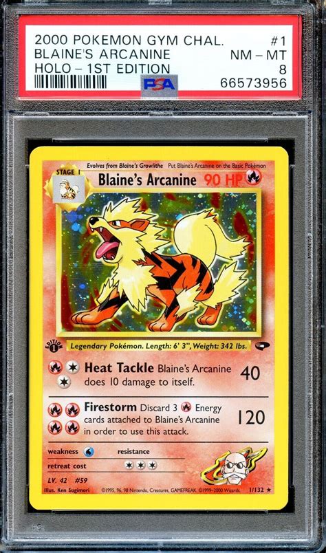 Psa Blaine S Arcanine St Edition Gym Challenge Pokemon Card Nm