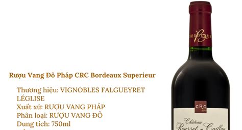 Rượu Vang Đỏ Pháp CRC Bordeaux Superieur