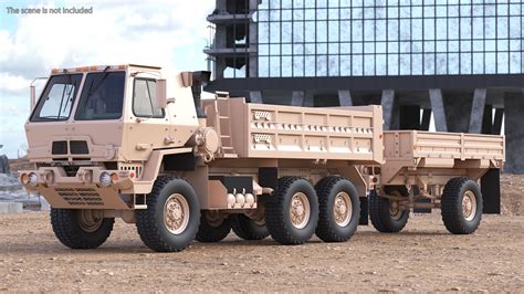 Oshkosh Fmtv Dump Truck With Cargo Trailer M1082 Sand 3d Model 179