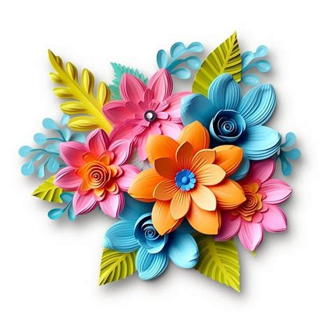 Premium AI Image | 3D flowers clipart on white background