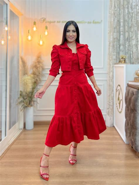 Vestido Jack Jeans Vermelho PORKATIAVILAR Em 2023 Vestidos