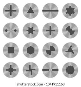 Screwdriver Head Types Set Vector Illustration Stock Vector Royalty