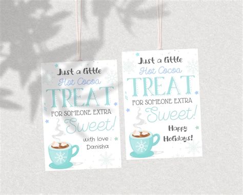 Hot Cocoa Holiday Gift Tags Printable Hot Chocolate Mix Holiday Treat Tag Hot Chocolate Favors