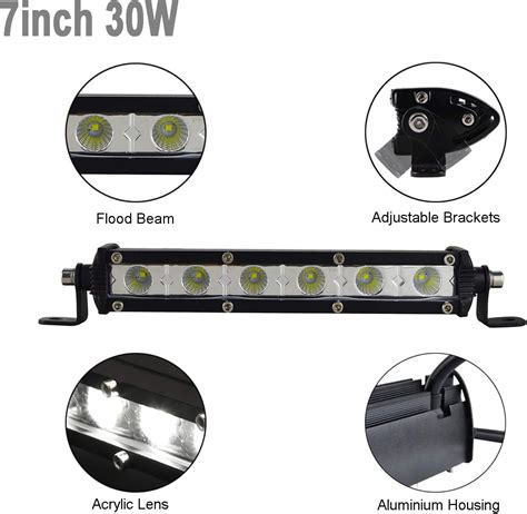 SKYWORLD Barra De Luz LED Ultrafina De Una Sola Fila 7 Pulgadas 30 W