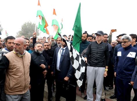 Chief Minister Omar Abdullah Flagging Off Run For Unity From Skicc In