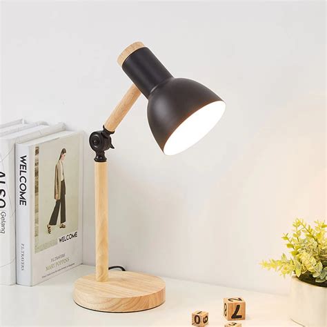 Jual Lampu Baca Meja Belajar LED Desk Lamp Nordic Wooden Art 12W